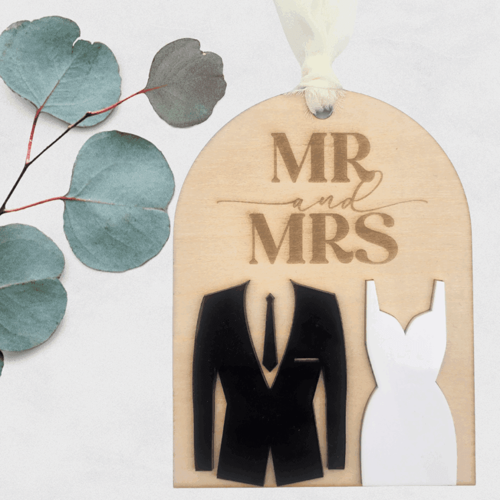 Mr & Mrs Wedding Ornament – Style Two
