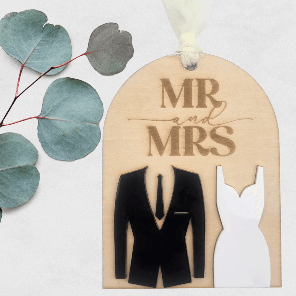 Mr & Mrs Wedding Ornament – Style Two
