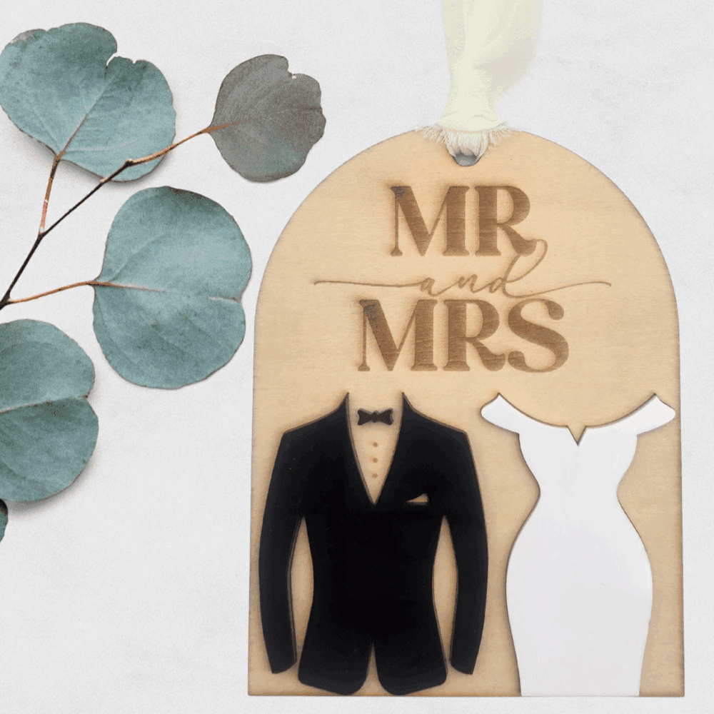 Mr & Mrs Wedding Ornament – Style One