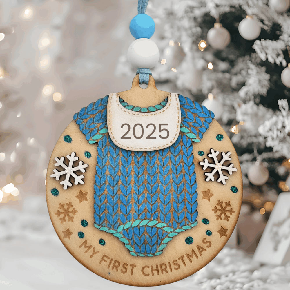 Knitted Romper Ornament - Blue