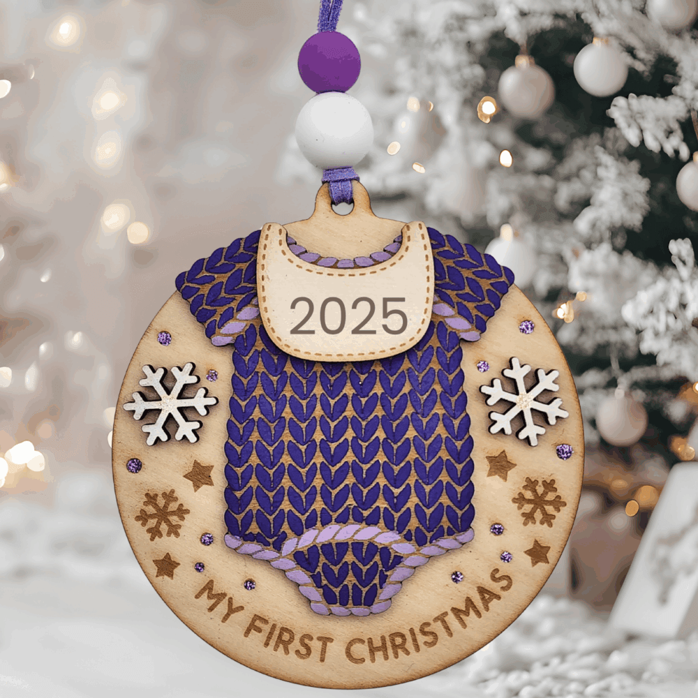 Knitted Romper Ornament - Purple