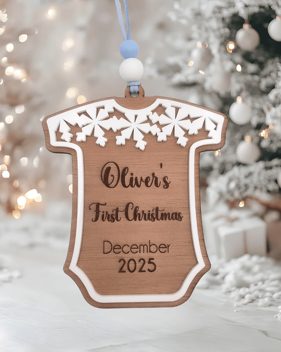 Snowflake Baby's First Christmas Romper Ornament