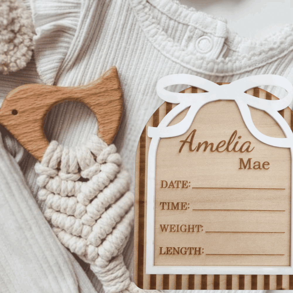 Personalised Arched Bow Announcement Plaque